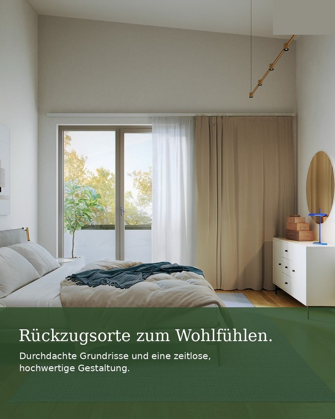 Rückzugsorte zum Wohlfühlen. Schlafzimmer mit Balkonzugang
